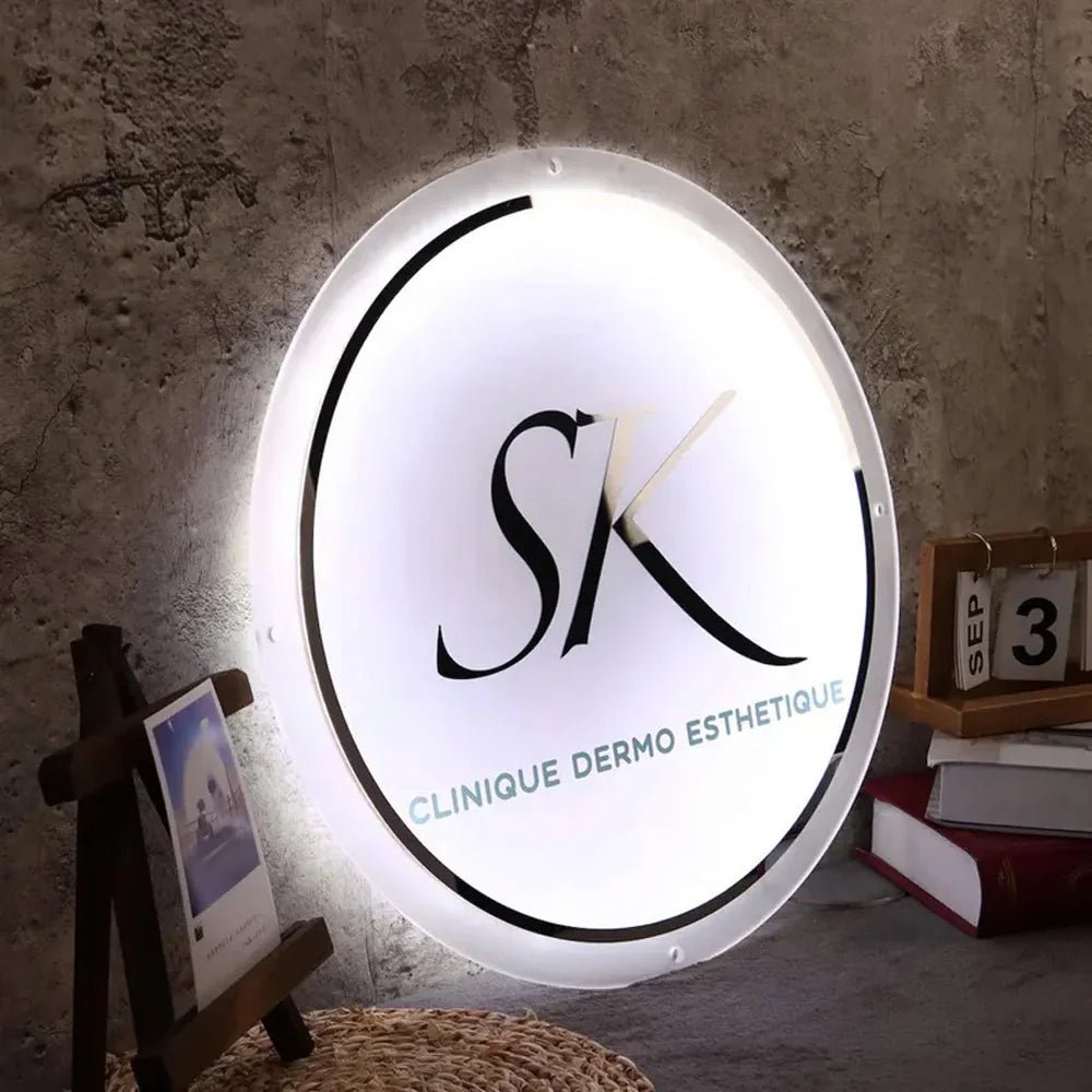 Logo Acrylic Sign - 3D Round Custom Backlit Business Logo Sign - Backlit Business Signs - Custom Logo Sign
