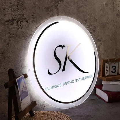 Logo Acrylic Sign - 3D Round Custom Backlit Business Logo Sign - Backlit Business Signs - Custom Logo Sign