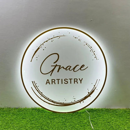 Logo Acrylic Sign - Custom Round Backlit LED Business Logo Sign for Wall - Backlit Business Signs - Custom Logo Sign