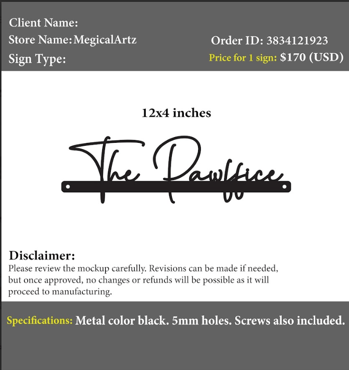 Metal Name Sign - Lisa Braunhut - Custom Logo Sign - Metal Name Sign - Lisa Braunhut