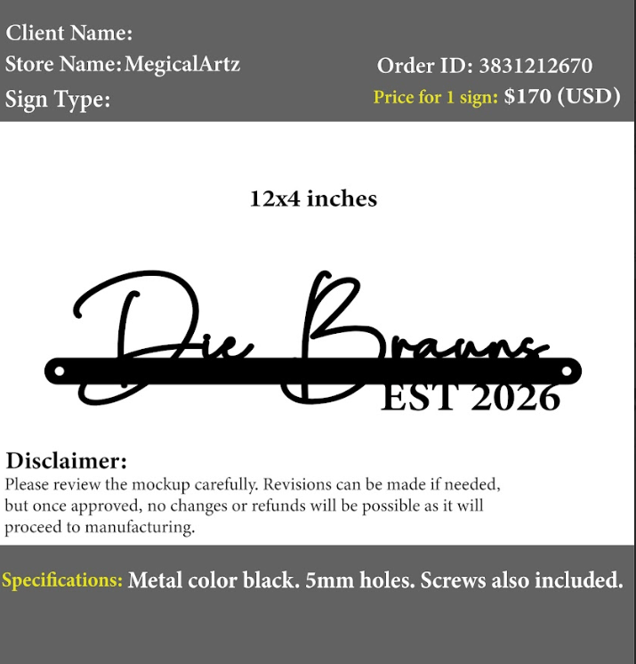 Metal Name Sign ^ MegicalArtz - Custom Logo Sign - Metal Name Sign ^ MegicalArtz