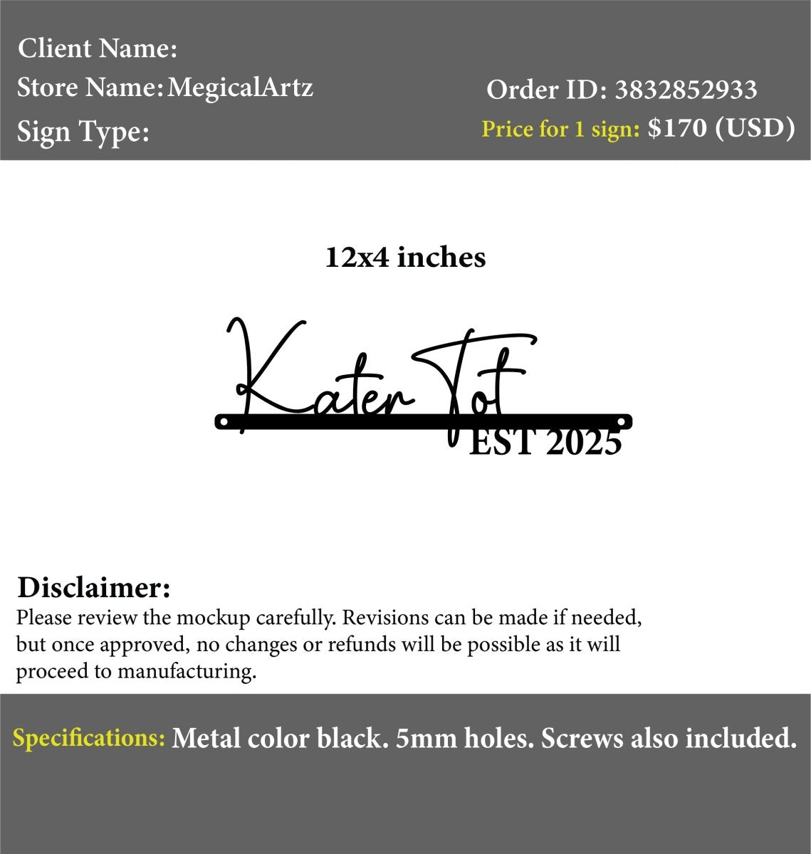Metal Name Sign - MegicalArtz - Custom Logo Sign - Metal Name Sign - MegicalArtz