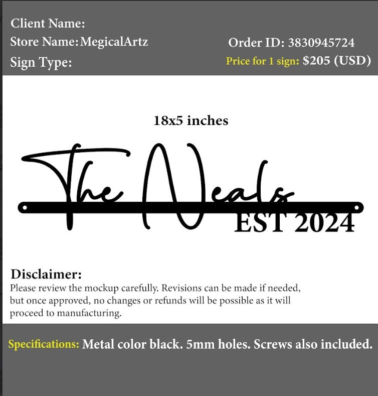 Metal Name Sign ^ Sharon Madderra - Custom Logo Sign - Metal Name Sign ^ Sharon Madderra