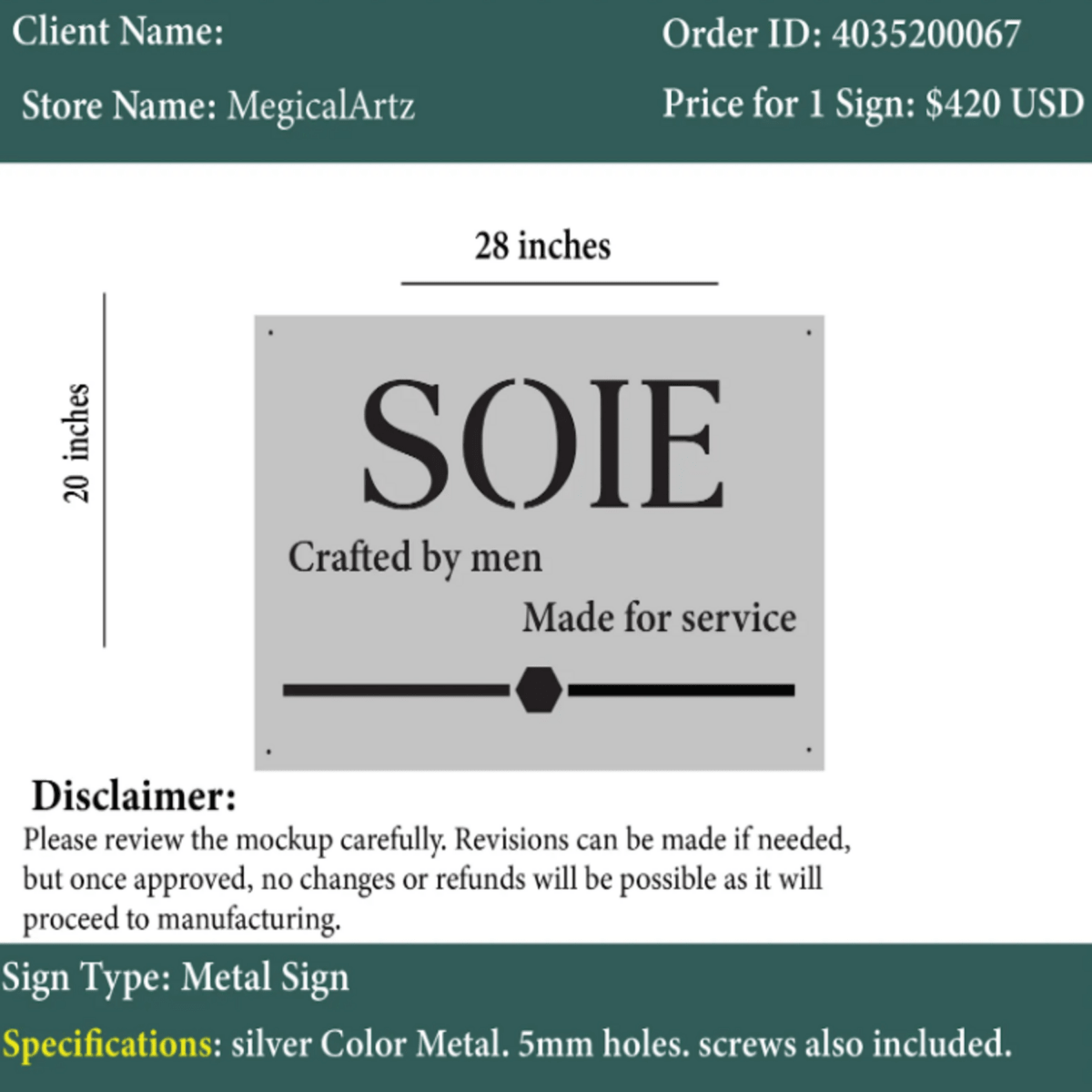 Metal Sign, 4035200067 - Custom Logo Sign - Metal Sign, 4035200067