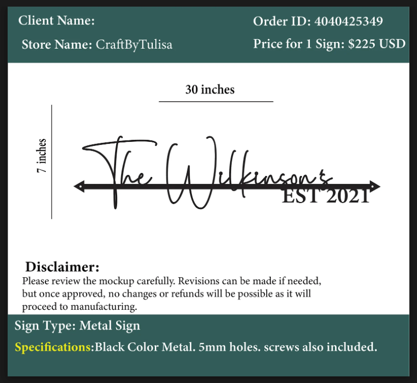 Metal sign - Clare Wilkinson - Custom Logo Sign - Metal sign - Clare Wilkinson