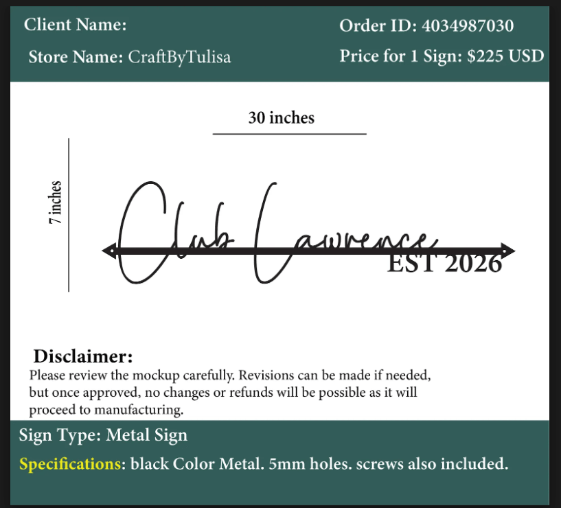 Metal Sign - Michael Lawrence - Custom Logo Sign - Metal Sign - Michael Lawrence
