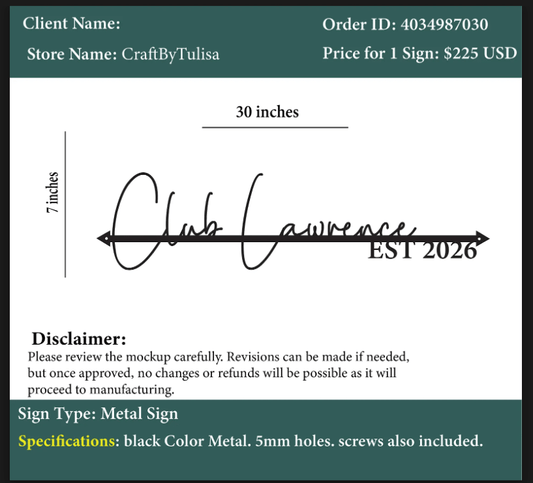 Metal Sign - Michael Lawrence - Custom Logo Sign - Metal Sign - Michael Lawrence