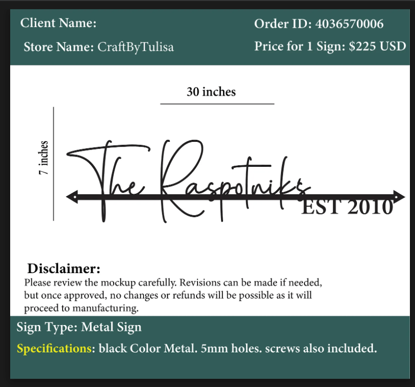 Metal Sign - Nicole Raspotnik - Custom Logo Sign - Metal Sign - Nicole Raspotnik