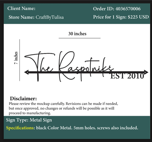 Metal Sign - Nicole Raspotnik - Custom Logo Sign - Metal Sign - Nicole Raspotnik