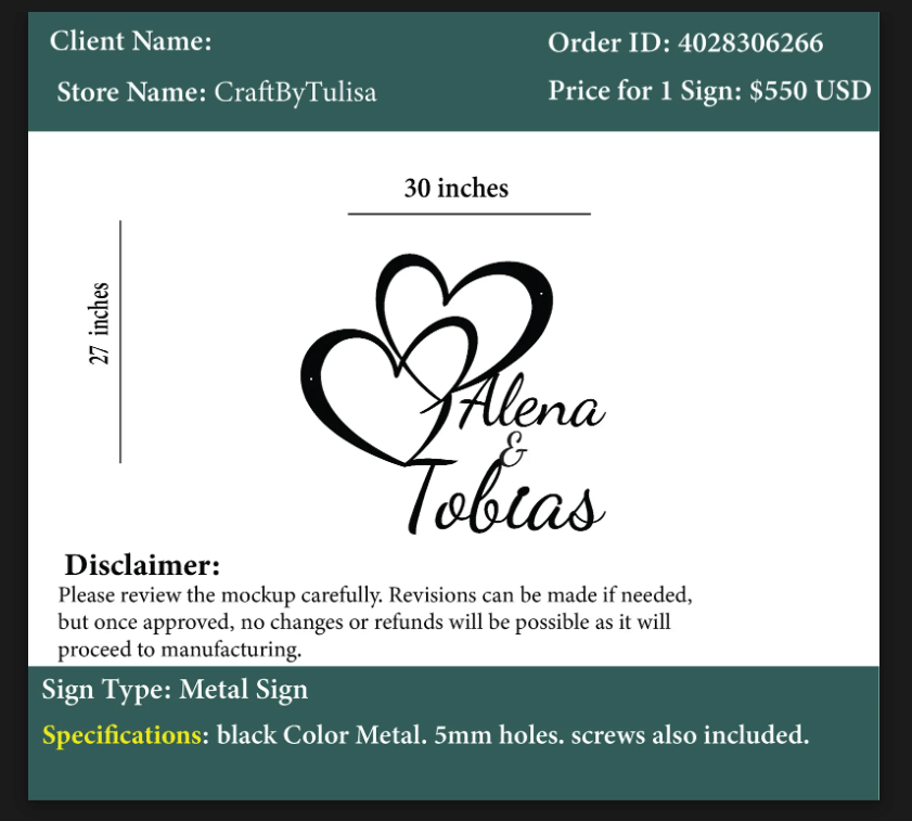 Metal Signs - Claudia Dettmer - Custom Logo Sign - Metal Signs - Claudia Dettmer