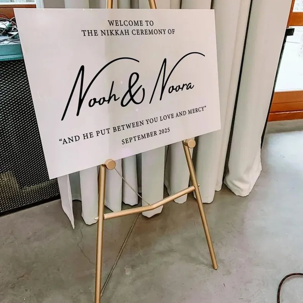 Modern Wedding Welcome Sign - Personalized Black Acrylic Board - Wedding Signs - Custom Logo Sign