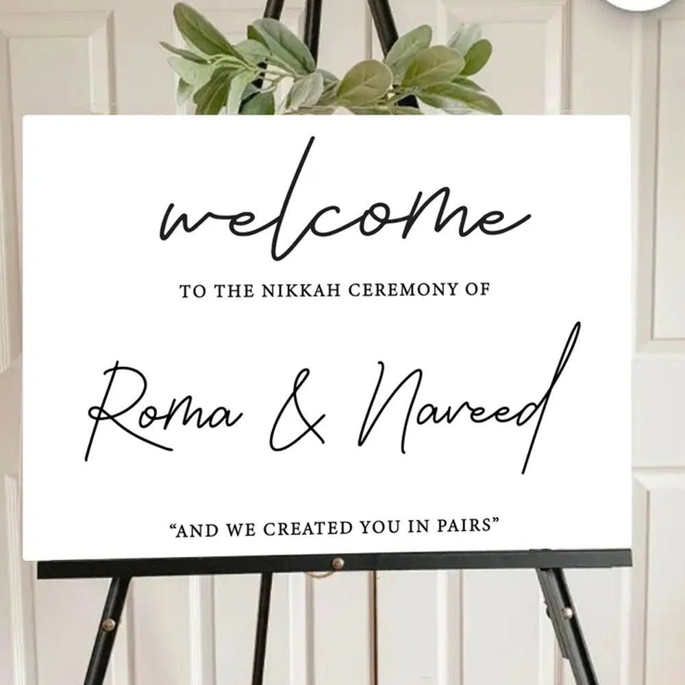 Modern Wedding Welcome Sign - Personalized Black Acrylic Board - Wedding Signs - Custom Logo Sign