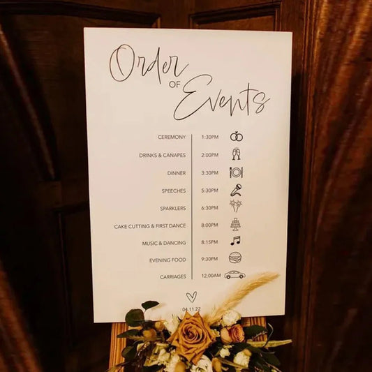 Wedding Signs for Reception - Custom Acrylic Order of Events Timeline Board - Wedding Signs - Custom Logo Sign