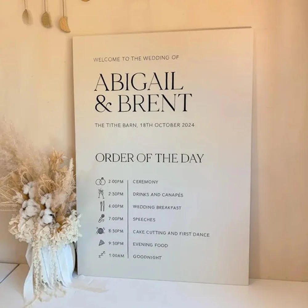 Wedding Signs for Reception - Custom Acrylic Order of Events Timeline Board - Wedding Signs - Custom Logo Sign
