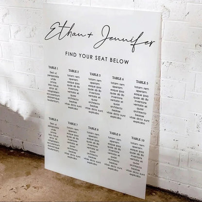 Wedding Table Seating Chart - Large Acrylic “Find Your Seat” Board - Wedding Signs - Custom Logo Sign