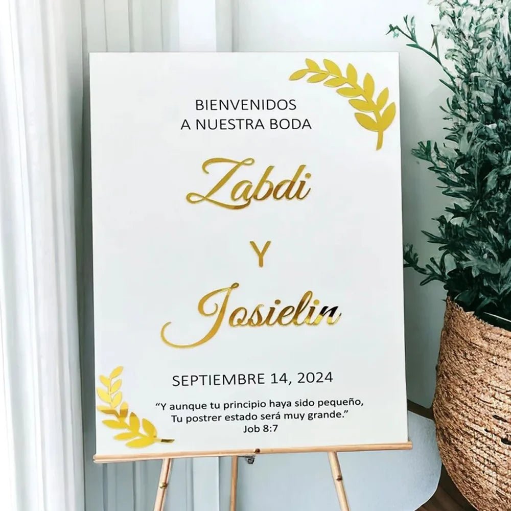 Welcome to Our Wedding Sign - Minimalist 3D Floral Acrylic Reception Sign - Wedding Signs - Custom Logo Sign