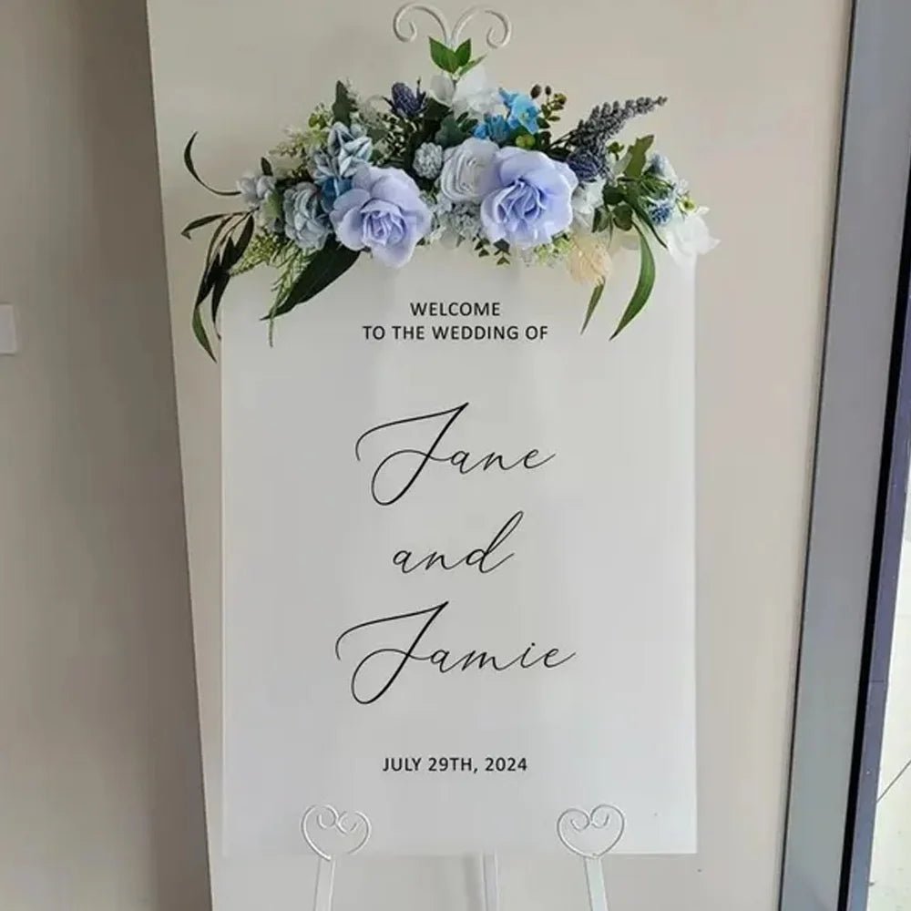 Welcome to Our Wedding Sign - Minimalist 3D Floral Acrylic Reception Sign - Wedding Signs - Custom Logo Sign