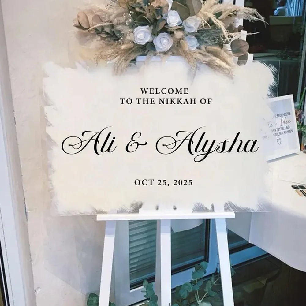 Welcome to Our Wedding Sign - Rectangular Brush - Paint Acrylic Sign - Wedding Signs - Custom Logo Sign
