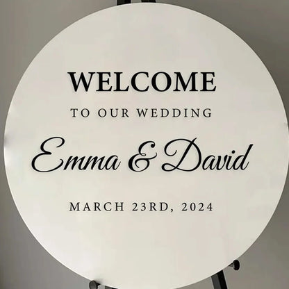 Welcome to Our Wedding Sign - Round Acrylic Personalized Entrance Sign - Wedding Signs - Custom Logo Sign