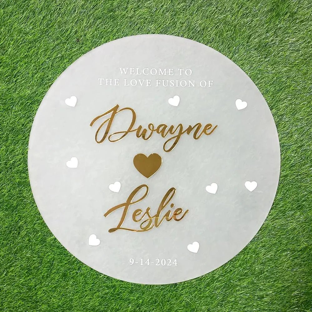Welcome to Our Wedding Sign - Round Acrylic Personalized Entrance Sign - Wedding Signs - Custom Logo Sign