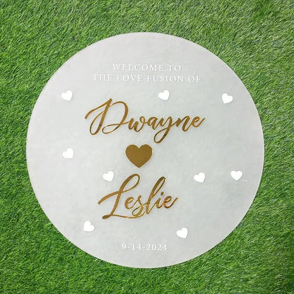 Welcome to Our Wedding Sign - Round Acrylic Personalized Entrance Sign - Wedding Signs - Custom Logo Sign