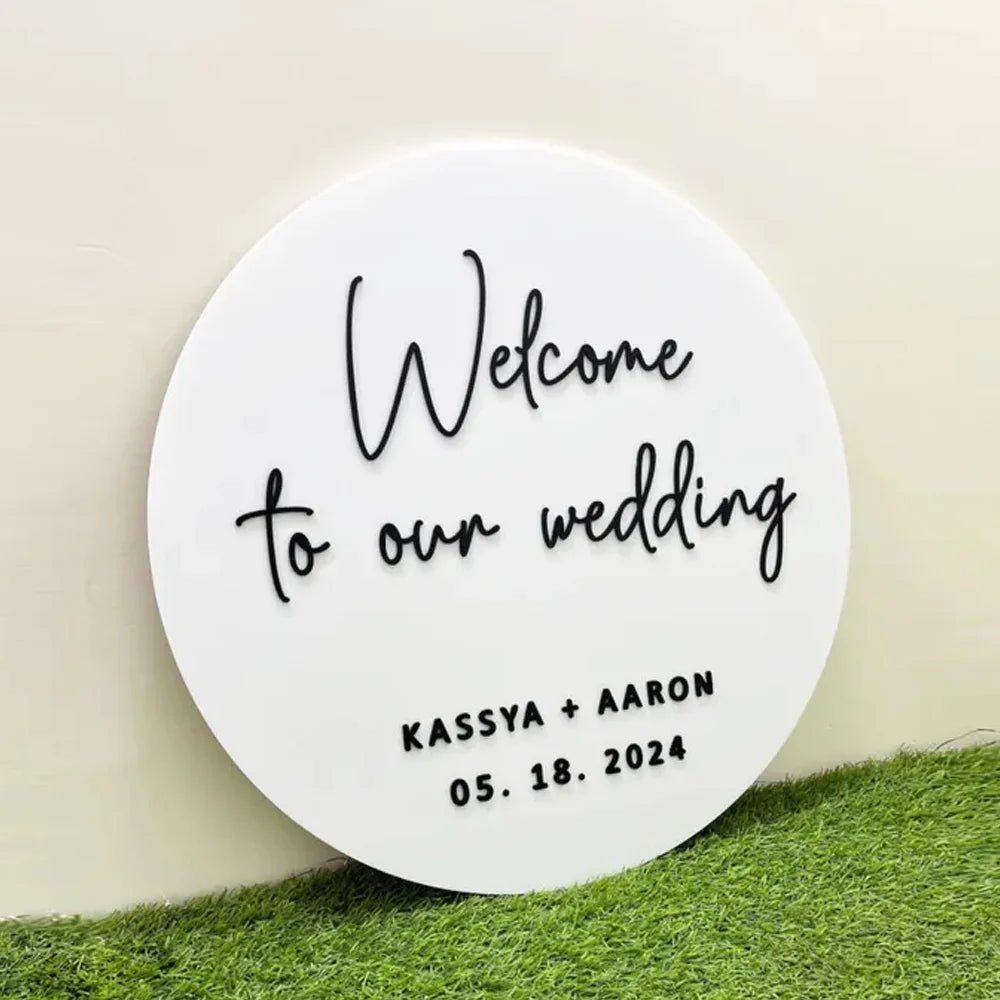 Welcome to Our Wedding Sign - Round Acrylic Personalized Entrance Sign - Wedding Signs - Custom Logo Sign